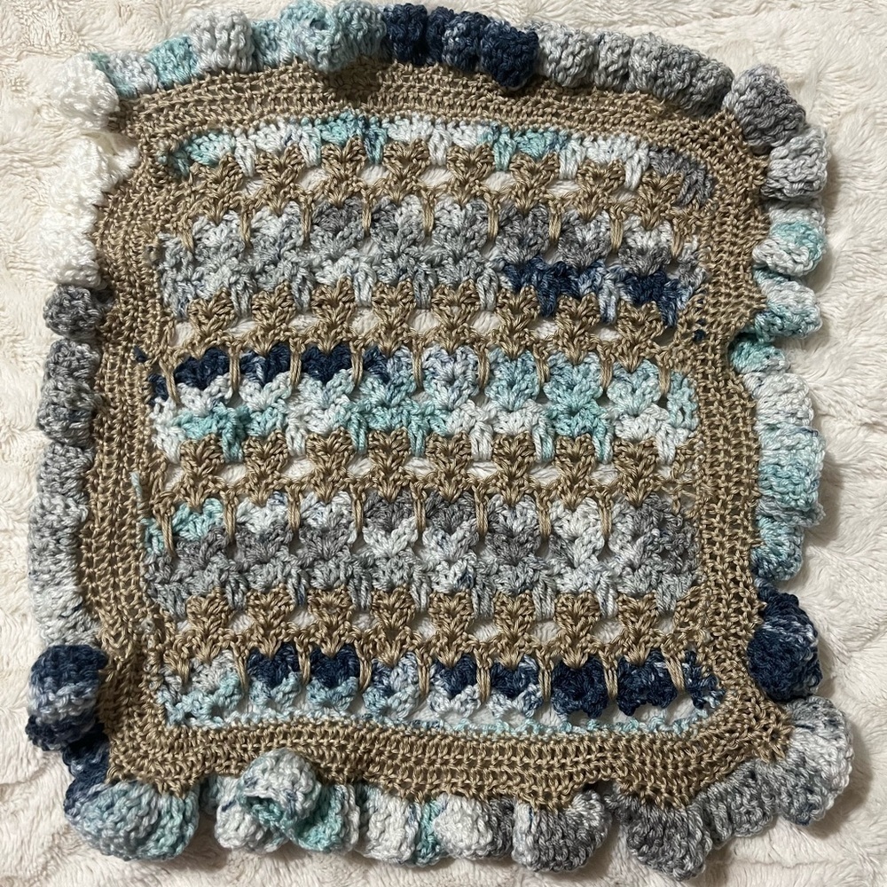 NWT Baby Lovey, Handmade, Crotched, Cat stitch blanket, afghan